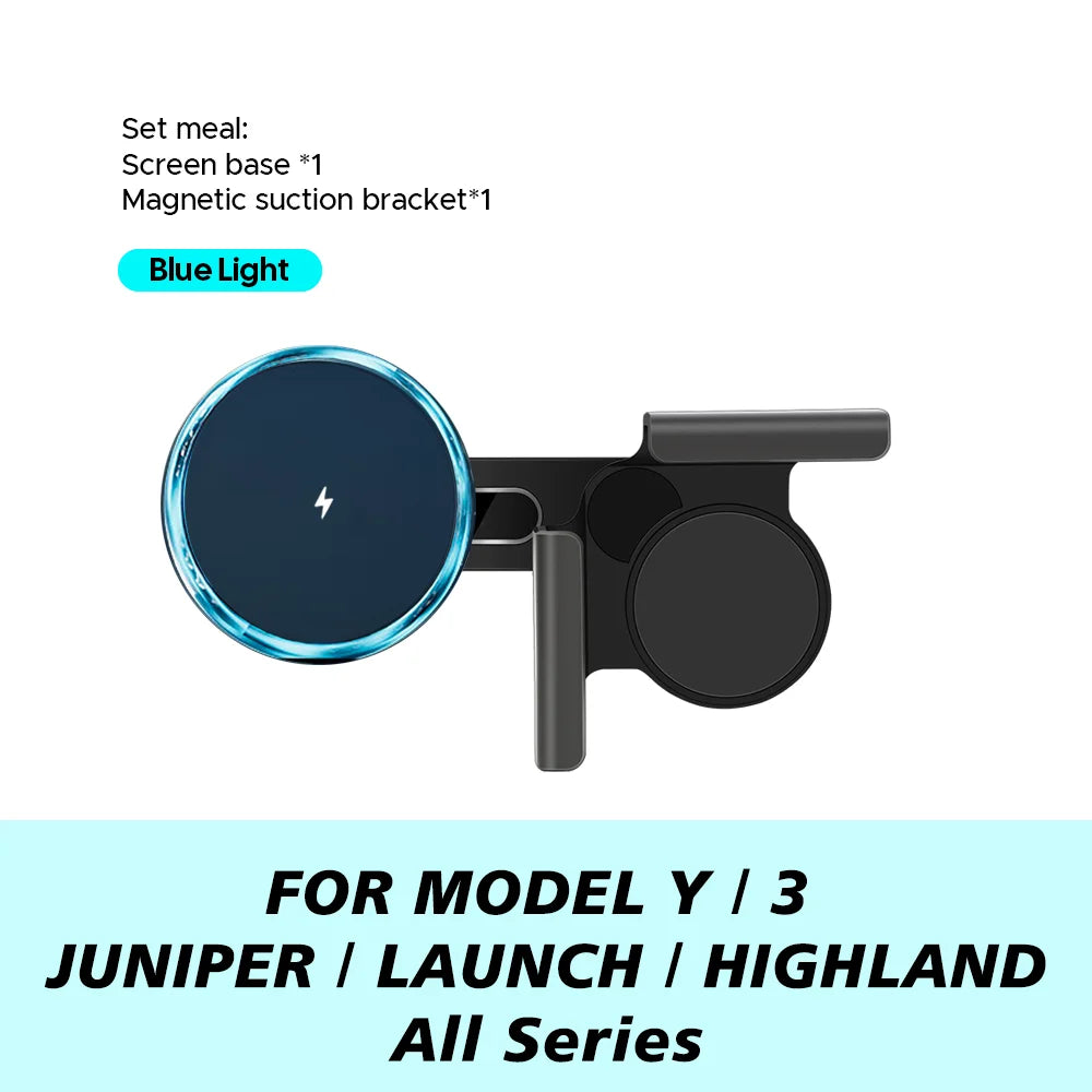 Car Phone Mount Holder 15W Magnetic Wireless Charger Compatible with MagSafe for Tesla Model Y Juniper 2026 25 Model 3 Highland