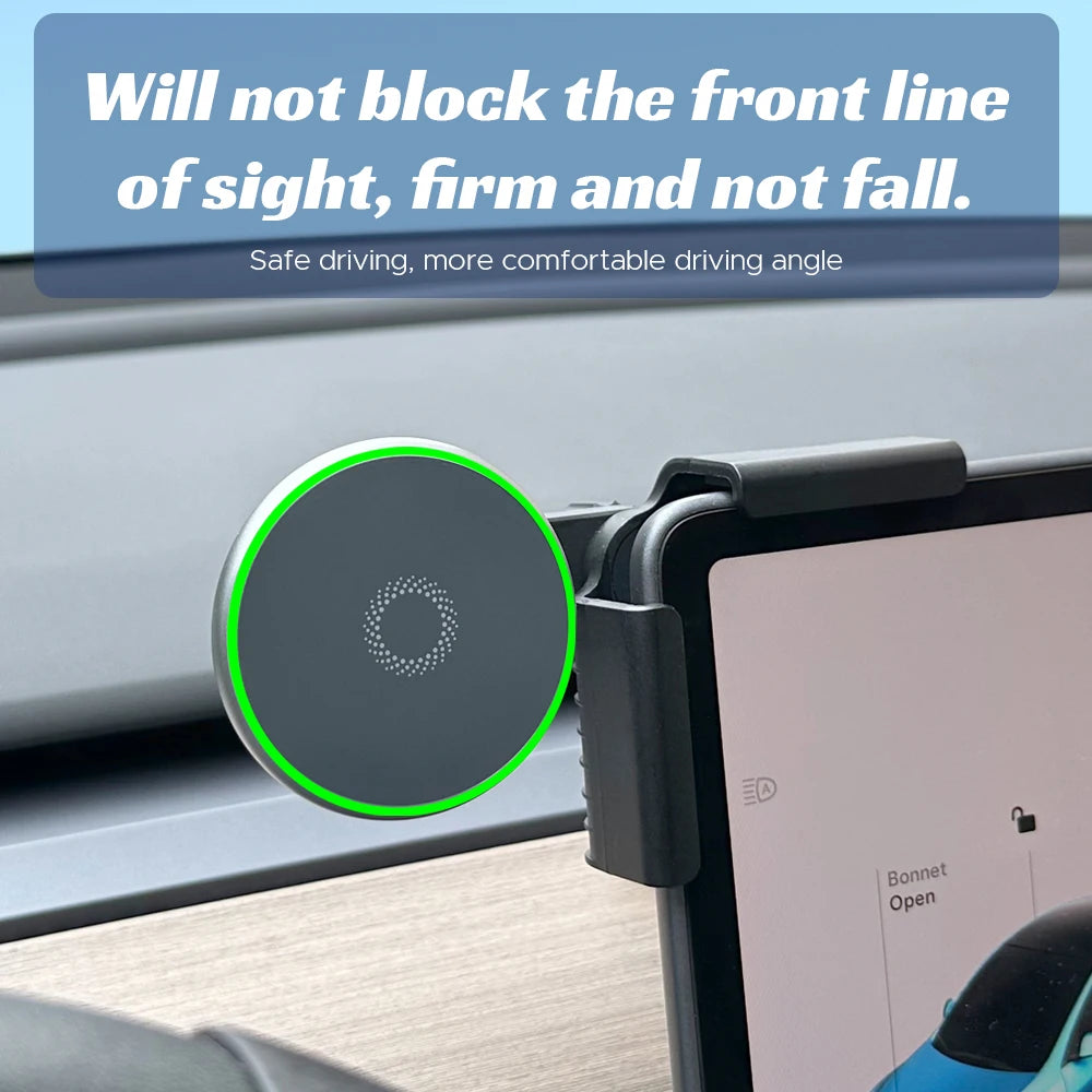 Car Phone Mount Holder 15W Magnetic Wireless Charger Compatible with MagSafe for Tesla Model Y Juniper 2026 25 Model 3 Highland