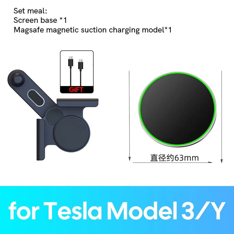 Car Phone Mount Holder 15W Magnetic Wireless Charger Compatible with MagSafe for Tesla Model Y Juniper 2026 25 Model 3 Highland