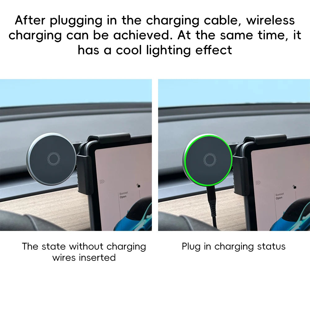 Car Phone Mount Holder 15W Magnetic Wireless Charger Compatible with MagSafe for Tesla Model Y Juniper 2026 25 Model 3 Highland