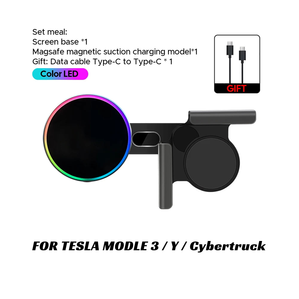 Car Phone Mount Holder 15W Magnetic Wireless Charger Compatible with MagSafe for Tesla Model Y Juniper 2026 25 Model 3 Highland